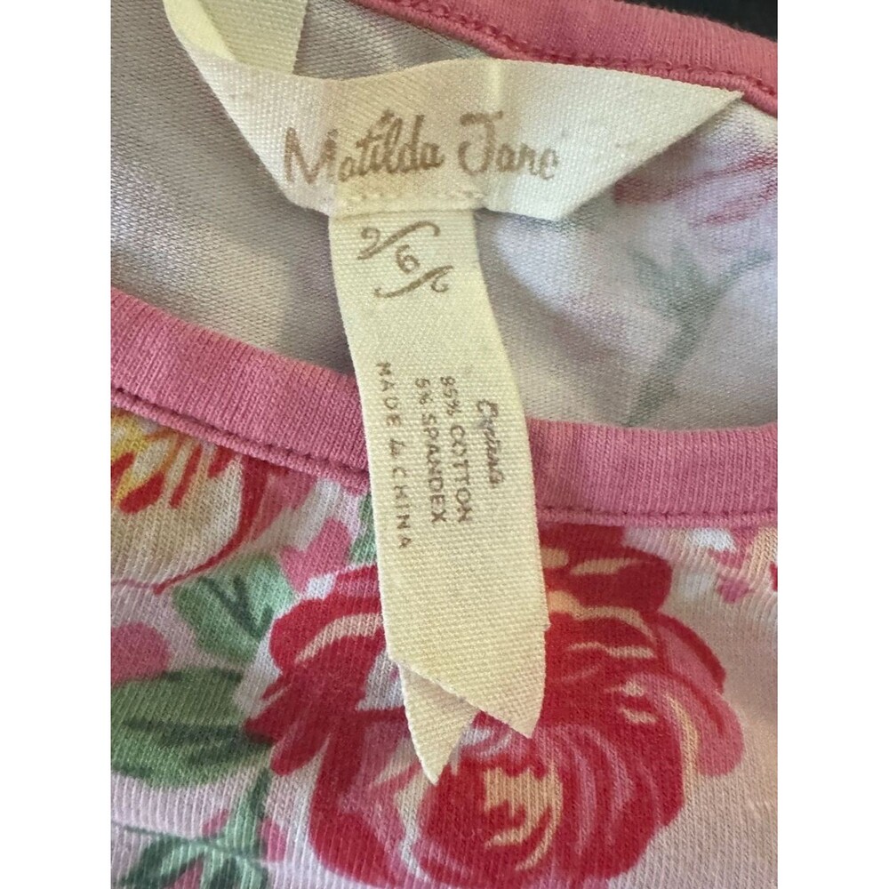 Matilda Jane Girls Pink Floral Polka Dot Puff Sleeve Knit Top Size 6 Cottagecore - Picture 6 of 6
